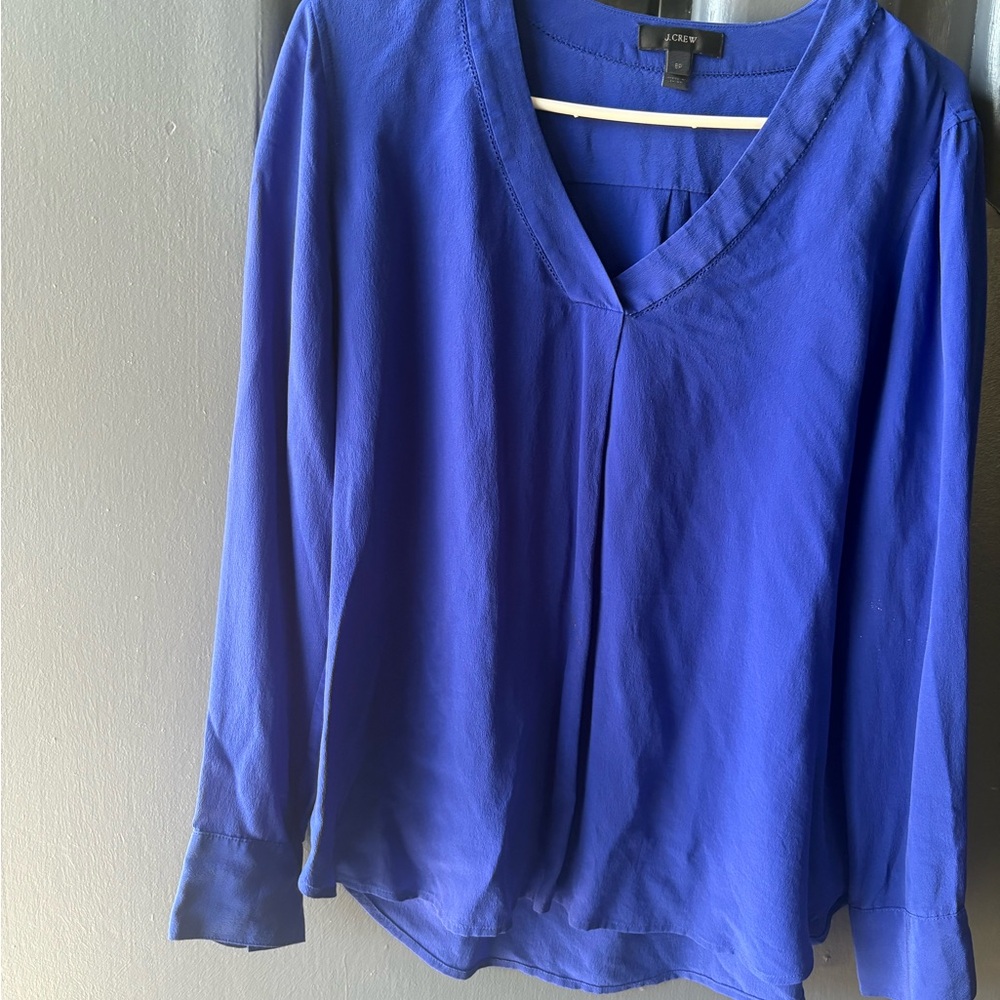 J. Crew Women's Blue V-Neck Top